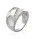 Bague nacre argent massif vagues de zirconium 