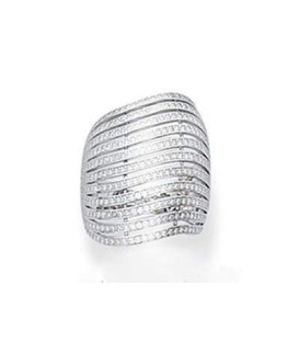 Grosse bague joaillerie argent massif vagues de zirconium 