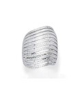 Grosse bague joaillerie argent massif vagues de zirconium