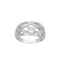 Bague légèrement bombée de zirconium argent massif entrecroisés infini