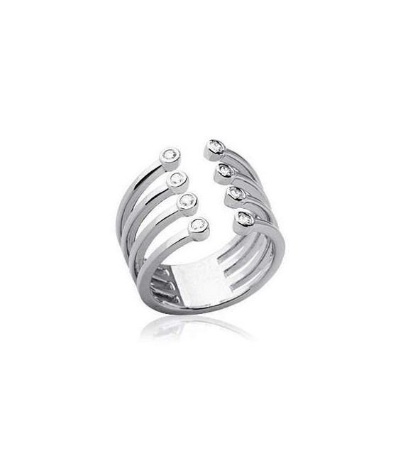 Belle bague anneaux ouverts sertis de zirconium 