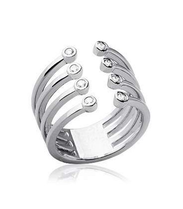 Belle bague anneaux ouverts sertis de zirconium 