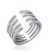 Bague large anneau ouvert en demi jonc incrusté de zirconium argent massif 