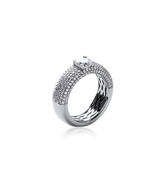 Belle bague argent microserti de zirconium 