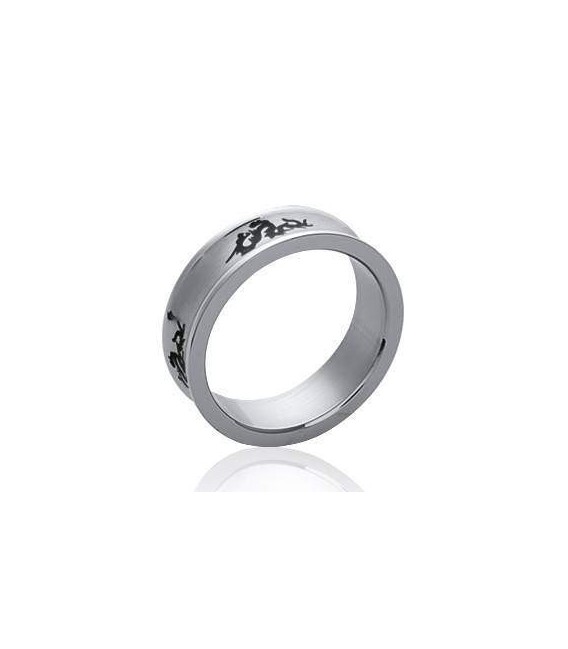 Bague acier homme tribal 