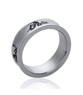 Bague acier homme tribal