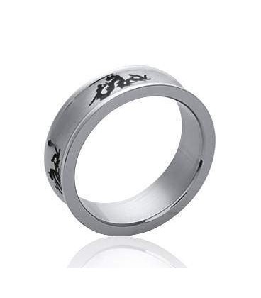 Bague acier homme tribal 