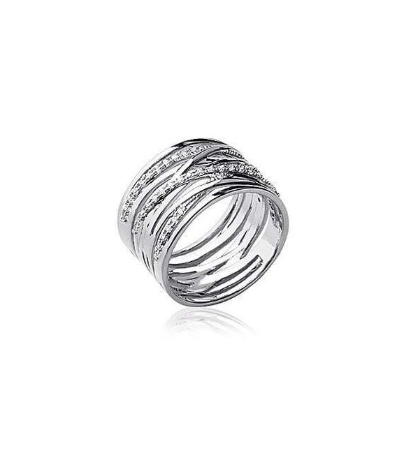 bague argent tube argent anneaux de zirconium 
