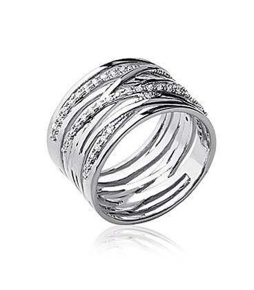 bague argent tube argent anneaux de zirconium 