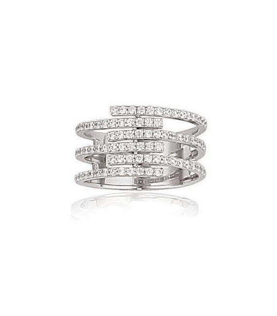 Bague argent et zirconium anneaux ouverts 