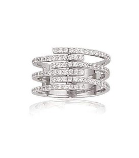 Bague argent et zirconium anneaux ouverts 