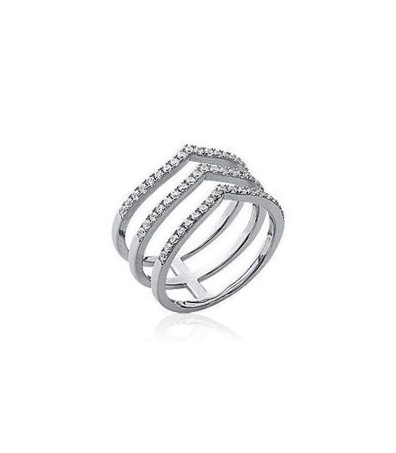 Bague argent massif trois anneaux en navette 