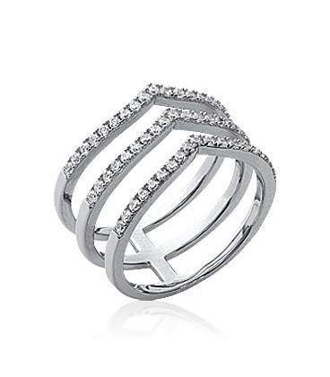 Bague argent massif trois anneaux en navette 