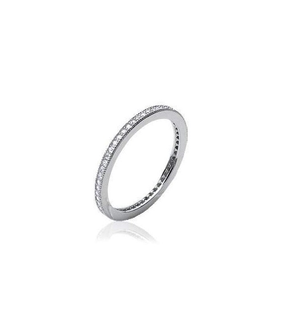 Alliance en argent rail de zirconium micro serti en tour complet 