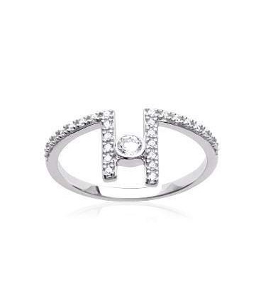 Anneau design argent ouvert barrettes de zirconium 