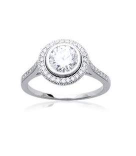 Bague argent solitaire central micro serti de fin zirconium 