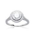 Bague argent solitaire central micro serti de fin zirconium