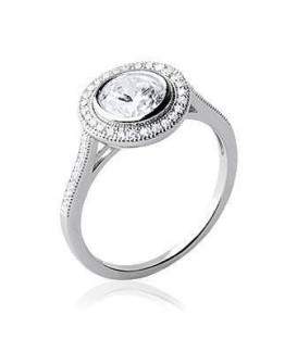 Bague argent solitaire central micro serti de fin zirconium 