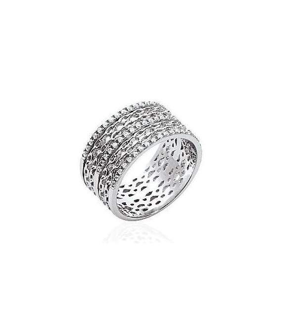 Grosse bague fantaisie argent et zirconium 