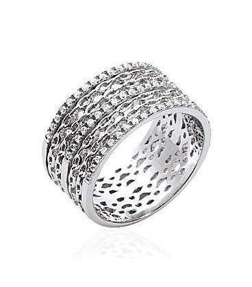 Grosse bague fantaisie argent et zirconium 