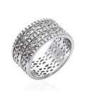 Grosse bague fantaisie argent et zirconium