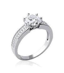 Bague argent zirconium rehaussée d'un solitaire
