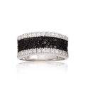 Belle bague argent zirconium noir et blanc