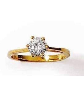 Bague plaqué or chaton solitaire zirconium taillé griffé