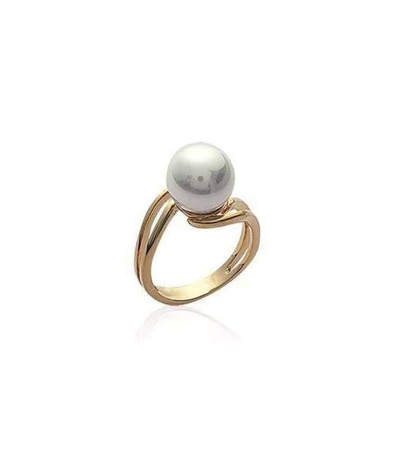 Bague plaqué or rehaussée d'une belle perle majorque 