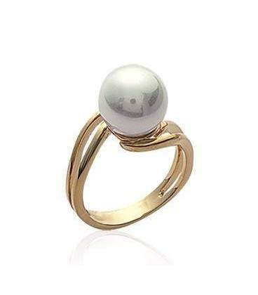 Bague plaqué or rehaussée d'une belle perle majorque 