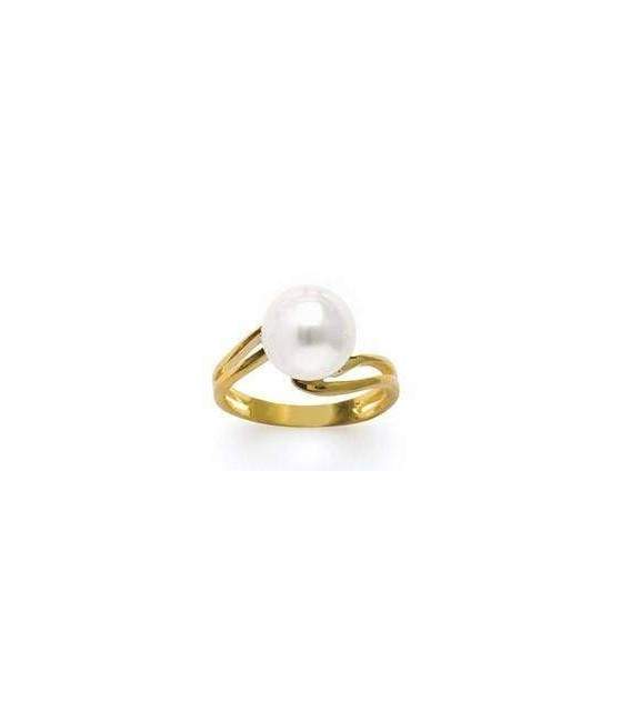 Bague plaqué or rehaussée d'une belle perle majorque 
