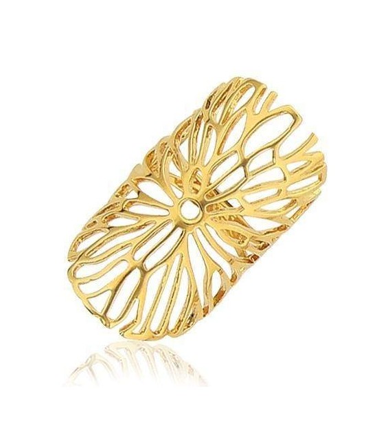 Grosse bague plaqué or dentelle ovalisée 