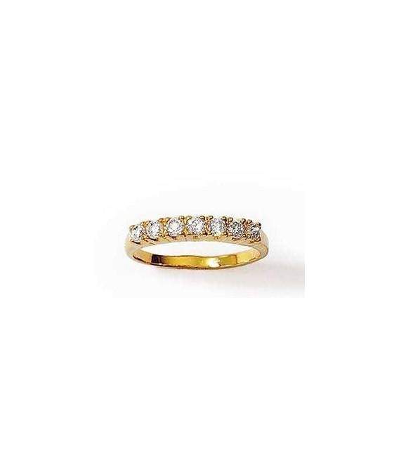 Alliance bague plaqué or zirconium en demi jonc 