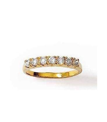 Alliance bague plaqué or zirconium en demi jonc 