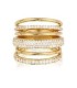 Grosse bague femme plaqué or six anneaux zirconium 