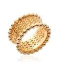 Bague plaqué or maille marine perlée