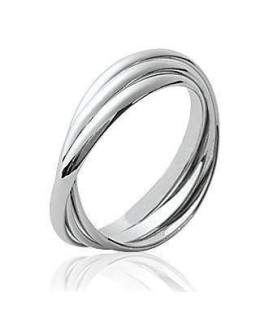Bague argent massif entrelacés de trois anneaux libres