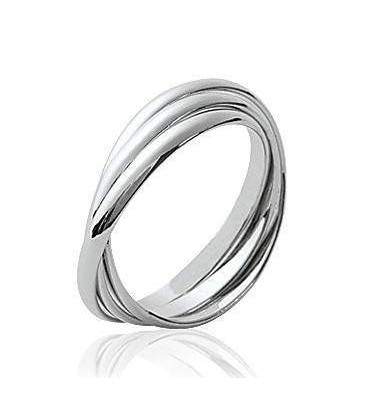 Bague argent massif entrelacés de trois anneaux libres 