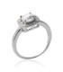 Bague argent solitaire griffé taillé en diamant bordé zirconium 