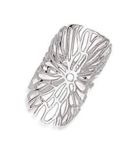 Grosse bague plate dentelle en argent