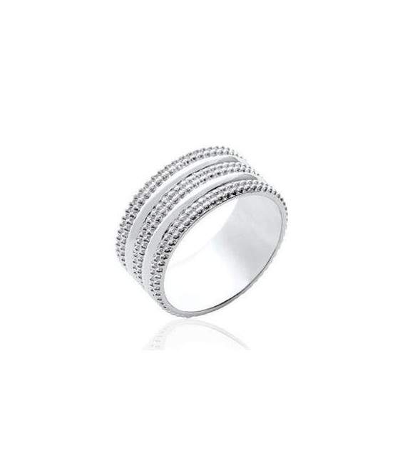 Bague alliance argent massif perlé fantaisie 