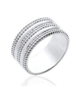 Bague alliance argent massif perlé fantaisie