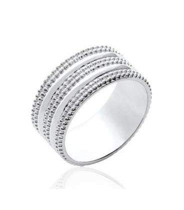 Bague alliance argent massif perlé fantaisie 