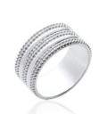 Bague alliance argent massif perlé fantaisie