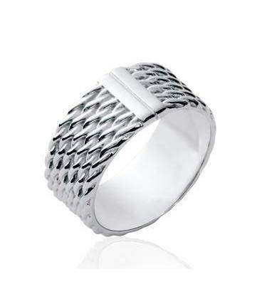 Bague argent massif alliance anneau tressé 