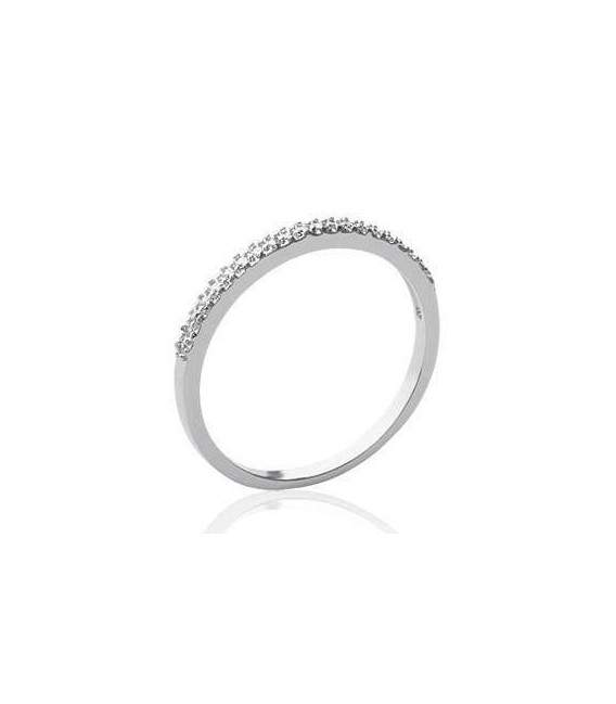 Alliance fine en argent et zirconium en demi jonc 
