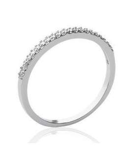 Alliance fine en argent et zirconium en demi jonc
