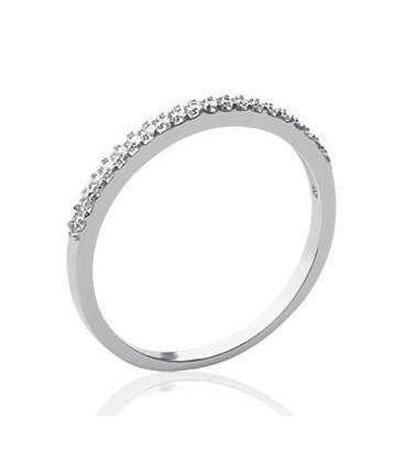 Alliance fine en argent et zirconium en demi jonc 