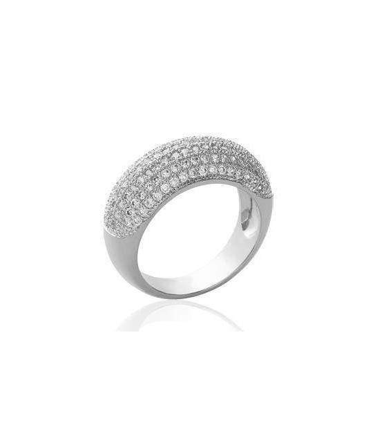 Bague Ancienne Zirconiums Sur Argent 925 - Taille 54.5 - État Bon Pour Bijou Serti