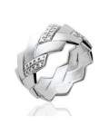 Bague nattée argent massif zirconium